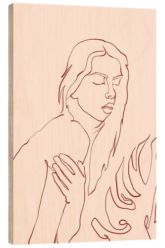 Wood print Lineart Lady