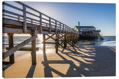 Canvas-taulu Stilt house on the beach in St. Peter Ording, North Sea