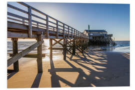 Hartschaumbild Stelzenhaus am Strand in St. Peter Ording, Nordsee