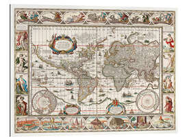 Gallery print Vintage Map of The World, Latin 1635 - 1649