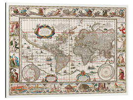 Magnettafel Vintage Weltkarte, Latein 1635 - 1649