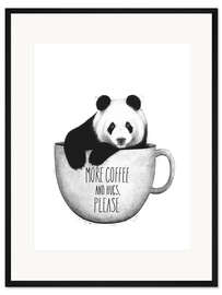Gerahmter Kunstdruck Panda mit Kaffee