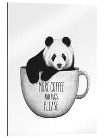 Quadro em plexi-alumínio Panda with coffee