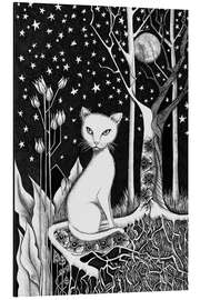 Aluminium print White Cat and Starry Night