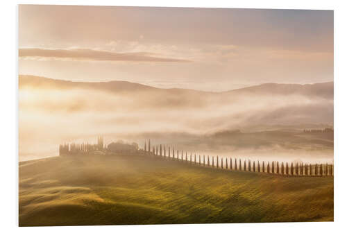 Hartschaumbild Morgennebel in der Toskana