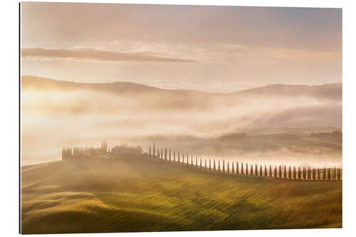 Quadro em plexi-alumínio Morning fog in Tuscany