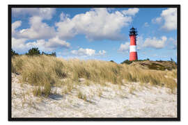 Gerahmter Kunstdruck Strand und Leuchtturm Hörnum auf Sylt