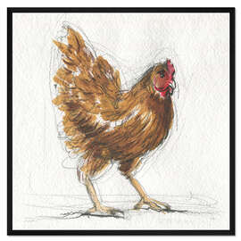 Gerahmter Kunstdruck Henne