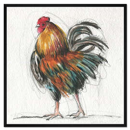 Gerahmter Kunstdruck Hahn
