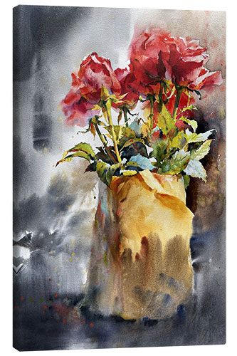 Leinwandbild Blumenstrauß aus roten Rosen