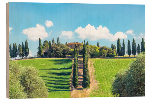 Wood print Tuscany Countryside