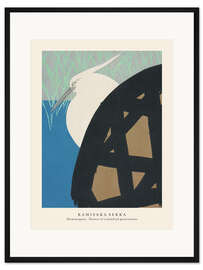 Gerahmter Kunstdruck White Heron, Flowers of a Hundred Generations (Momoyogusa)