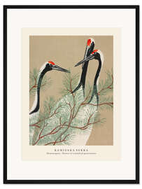 Gerahmter Kunstdruck Cranes, Flowers of a Hundred Generations (Momoyogusa)