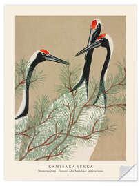 Selvklebende plakat Cranes, Flowers of a Hundred Generations (Momoyogusa)