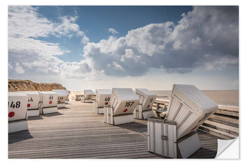 Naklejka na ścianę Platform with beach chairs at the Red Cliff in Kampen on Sylt