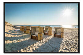 Gerahmter Kunstdruck Strandkörbe am Strand auf Sylt
