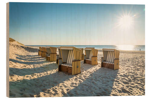 Wood print Beach chairs on the beach on Sylt