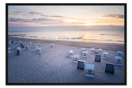 Gerahmter Kunstdruck Sonnenuntergang am Weststrand auf Sylt