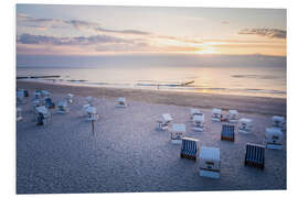 Quadro em PVC Sunset on the west beach on Sylt