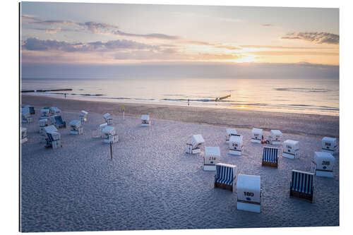 Tableau en plexi-alu Sunset on the west beach on Sylt