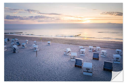 Självhäftande poster Sunset on the west beach on Sylt