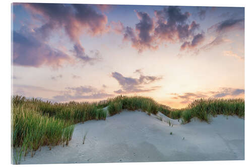 Acrylic print Sunset behind the dunes