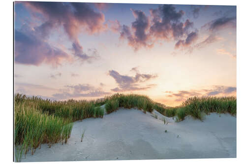 Quadro em plexi-alumínio Sunset behind the dunes