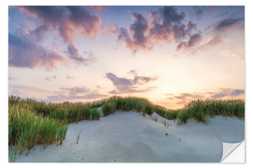 Vinilo para la pared Sunset behind the dunes