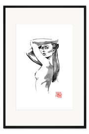 Gerahmter Kunstdruck Frau im Profil