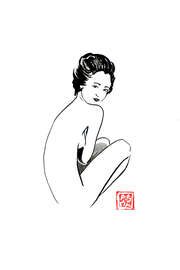 Magnettafel Geisha Akt im Profil