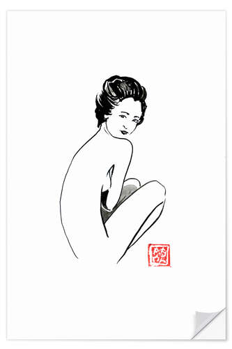 Wall sticker Geisha nude in profile