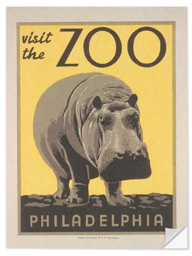 Selvklebende plakat Visit the Zoo (Vintage Philidelphia Zoo Advert)