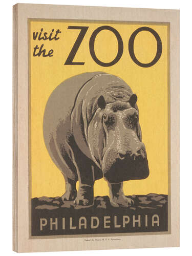 Wood print Visit the Zoo (Vintage Philidelphia Zoo Advert)