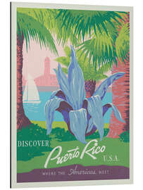 Aluminium print Discover Puerto Rico, Vintage Travel Art