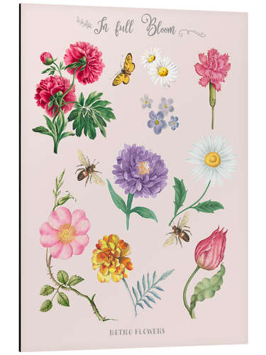 Aluminium print In full Bloom, Retro Flowers