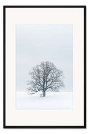 Gerahmter Kunstdruck Baum im Schnee