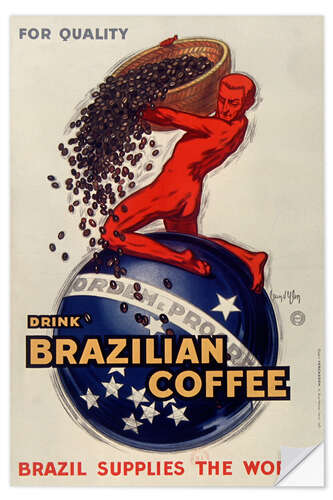 Sticker mural For Quality, Drink Brazilian Coffee