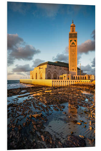 Stampa su PVC Sunset on the mosque, Casablanca, Morocco