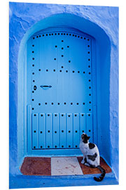 PVC print Blue door and cat, Chefchaouen, Morocco