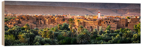 Holzbild Sonnenuntergang auf der Kasbah, Marokko