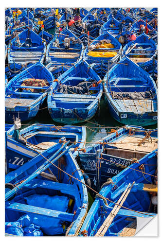 Selvklæbende plakat Blue fishing boats, Morocco