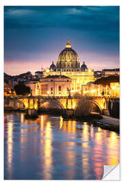 Wall sticker Saint Peter basilica at night, Rome