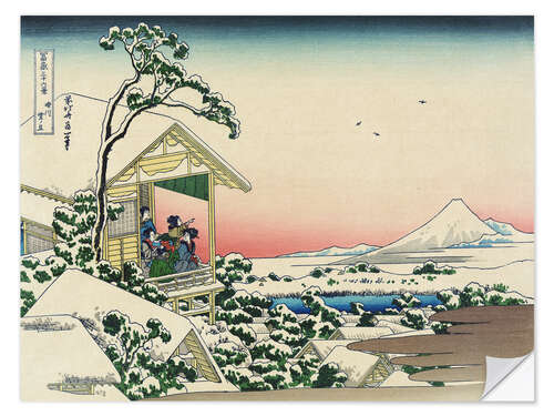 Selvklebende plakat Teahouse at Koishikawa, the morning after a snowfall