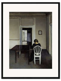 Impression artistique encadrée Interior With Ida in A White Chair