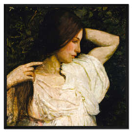 Gerahmter Kunstdruck Mädchen ordnet ihr Haar