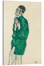 Magnettafel Selbstporträt in grünem Hemd mit geschlossenen Augen