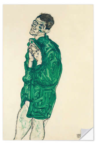 Naklejka na ścianę Self-Portrait in Green Shirt with Eyes Closed