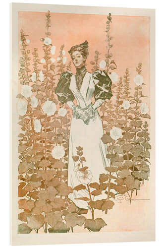 Quadro em acrílico A woman stands in a field of flowers