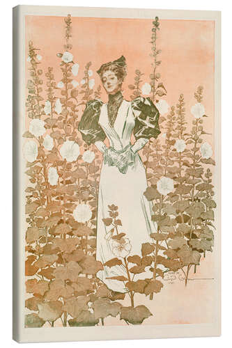 Lienzo A woman stands in a field of flowers