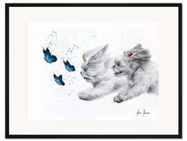 Gerahmter Kunstdruck Schmetterlinge jagen